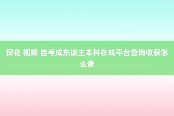 探花 视频 自考成东谈主本科在线平台查询收获怎么查