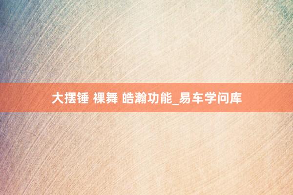 大摆锤 裸舞 皓瀚功能_易车学问库