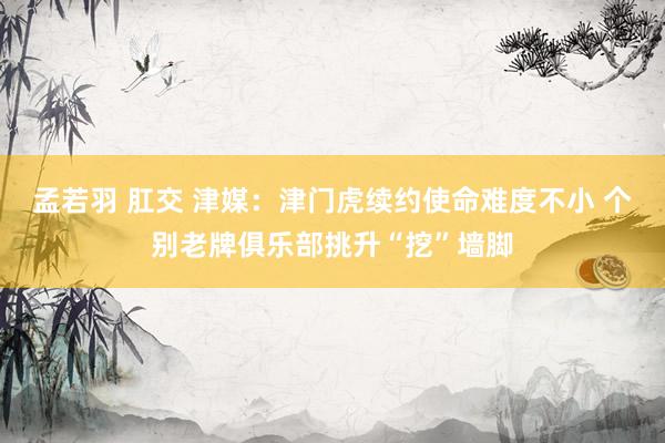 孟若羽 肛交 津媒：津门虎续约使命难度不小 个别老牌俱乐部挑升“挖”墙脚